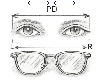 Glasses with dual PD measurement